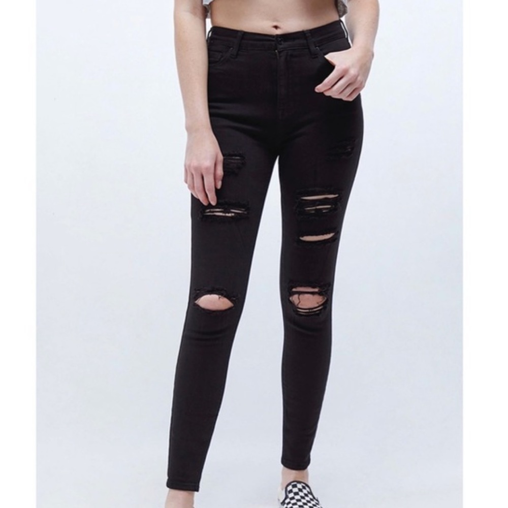 PacSun Black Ripped High Waisted Jeggings